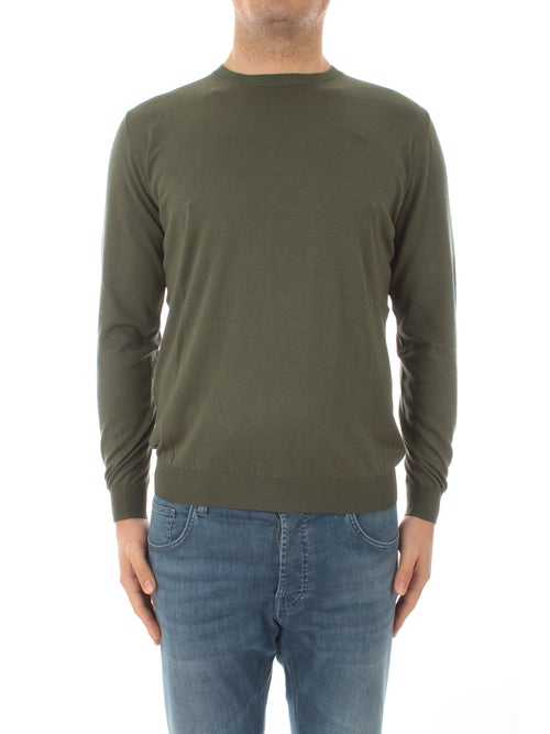 Kangra maglia in misto seta a maniche lunghe da uomo bosco