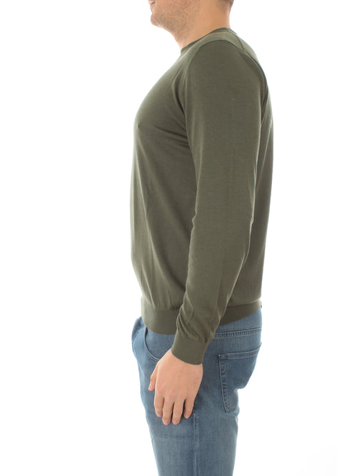Kangra maglia in misto seta a maniche lunghe da uomo bosco