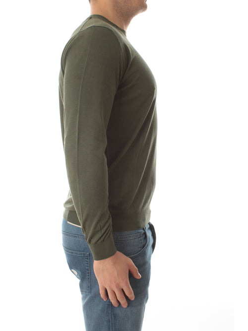Kangra maglia in misto seta a maniche lunghe da uomo bosco