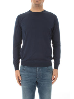 Kangra maglia in misto seta a maniche lunghe da uomo dark blue