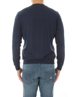 Kangra maglia in misto seta a maniche lunghe da uomo dark blue