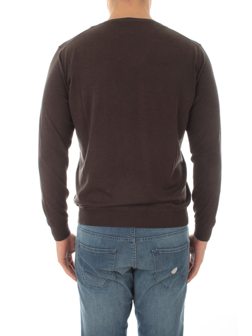 Kangra maglia in misto seta a maniche lunghe da uomo ebano