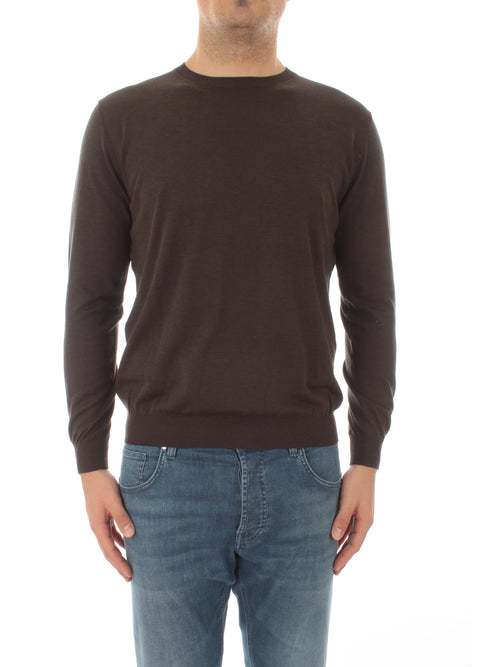 Kangra maglia in misto seta a maniche lunghe da uomo ebano