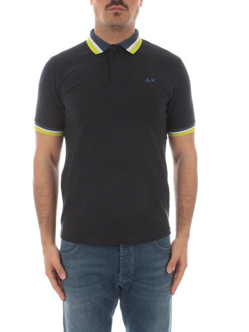 Sun 68 polo collar multistripes da uomo navy blue