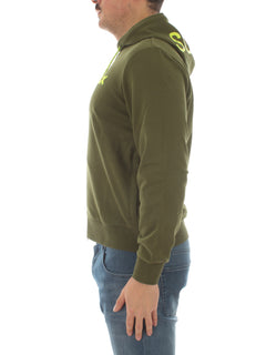 Sun 68 hood zip fluo cotton felpa da uomo verde
