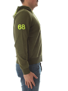 Sun 68 hood zip fluo cotton felpa da uomo verde