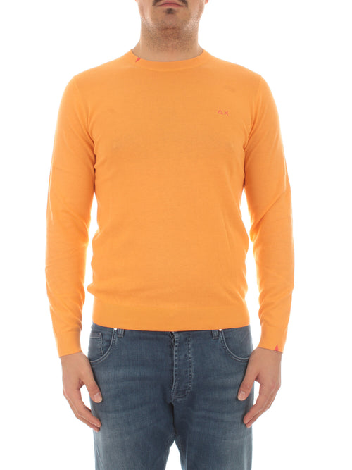 Sun 68 round neck solid maglia da uomo arancione