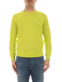 Sun 68 round neck solid maglia da uomo lime