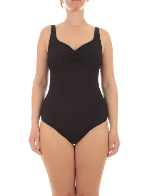 Marina Rinaldi Sport JUMCOS costume intero effetto seersucker da donna nero