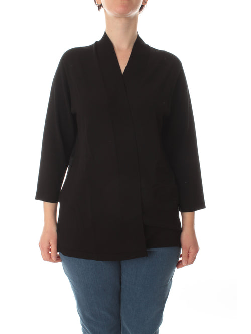 Persona by Marina Rinaldi Menta cardigan in viscosa crepe da donna nero