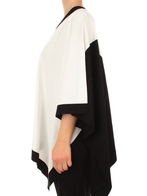 Persona by Marina Rinaldi Pagano poncho in viscosa stretch da donna bianco seta