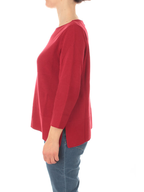 Persona by Marina Rinaldi Carioca maglia in filato di cotone da donna rosso rubino