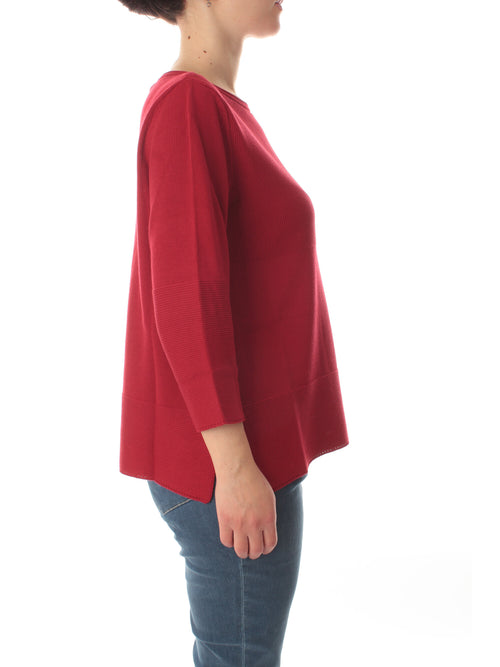 Persona by Marina Rinaldi Carioca maglia in filato di cotone da donna rosso rubino