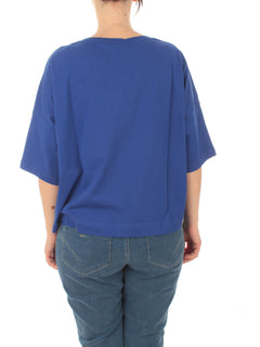 Persona by Marina Rinaldi Cammeo t-shirt in jersey di cotone da donna blu ceramica