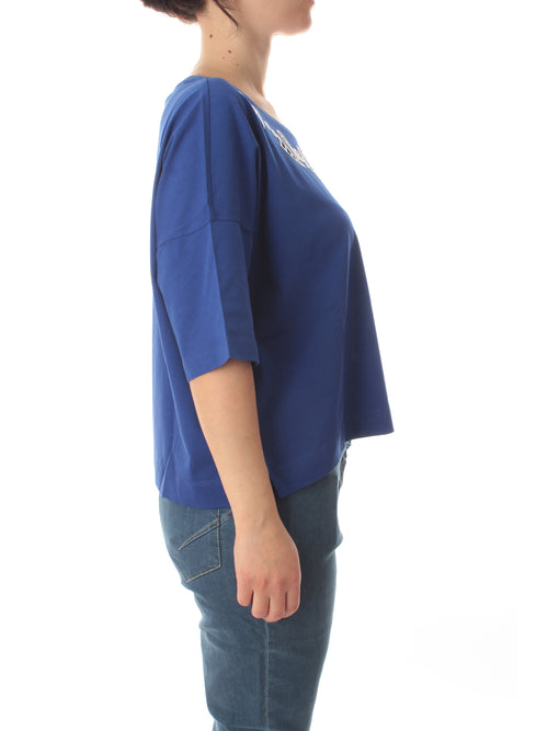 Persona by Marina Rinaldi Cammeo t-shirt in jersey di cotone da donna blu ceramica