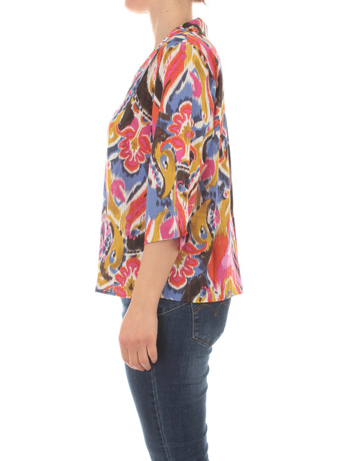 Persona By Marina Rinaldi ZEFIR camicia in tela da donna ikat multicolore