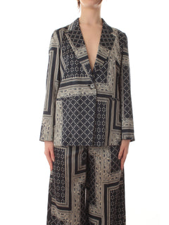 Emme Marella Sampang blazer da donna fantasia stampa foulard blu notte