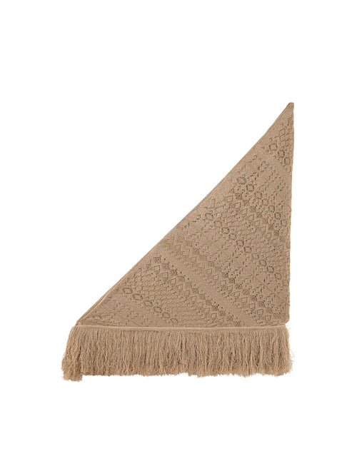 Foulard triangolare in maglia punto pizzo con lurex da donna sabbia