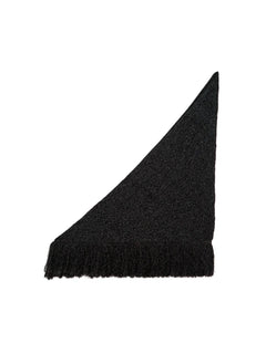 Foulard triangolare in maglia punto pizzo con lurex da donna nero