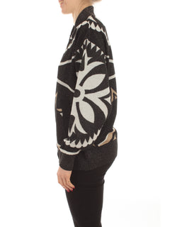 Akep bomber in maglia jacquard pattern geometrico da donna
