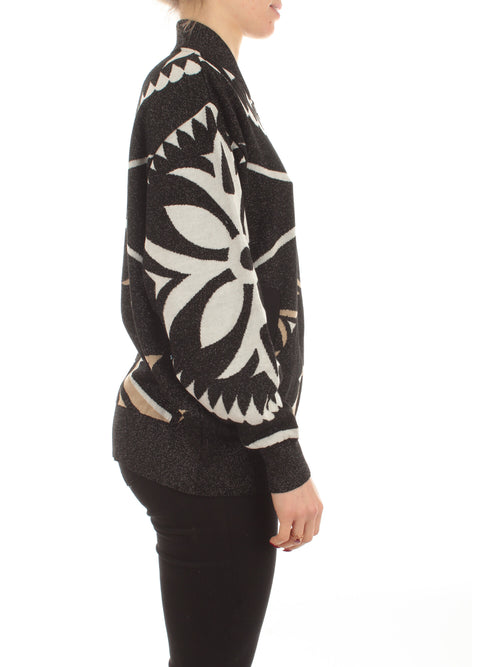 Akep bomber in maglia jacquard pattern geometrico da donna
