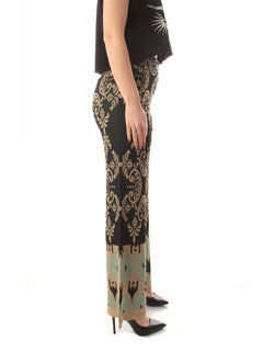 Akep pantapalazzo in maglia jacquard con lurex da donna oro/nero