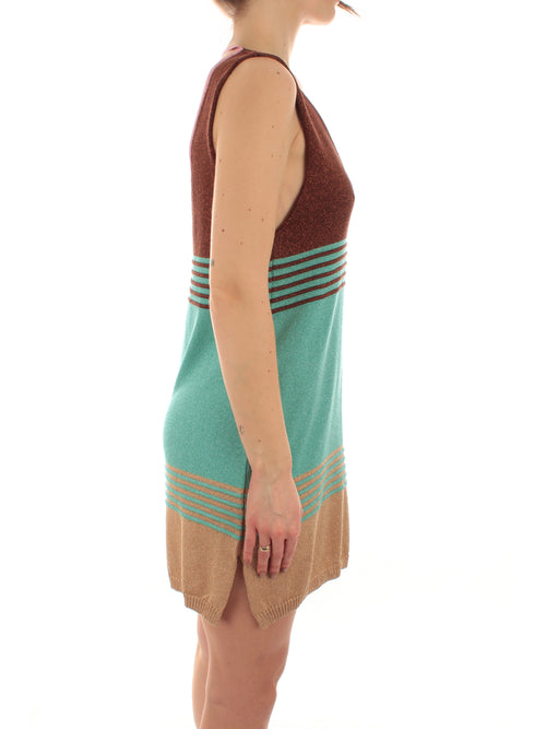 Akep abito corto in maglia con lurex a righe da donna multicolore