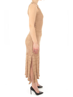 Akep abito in maglia con lurex da donna sabbia