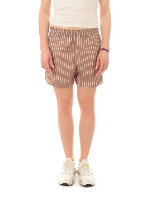 Mc2 Saint Barth MEAVE shorts da donna cotton stripes v 1810 emb marrone