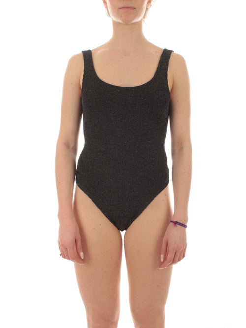 Mc2 Saint Barth LORA W costume intero da donna nero crinkle lurex 00