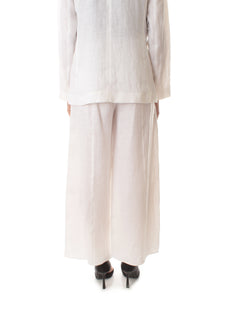 Emme Marella LALLO pantaloni in lino da donna bianco