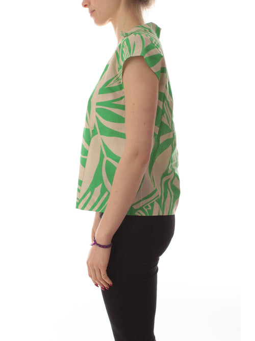 Emme Marella BALI camicia in misto lino da donna foglia verde