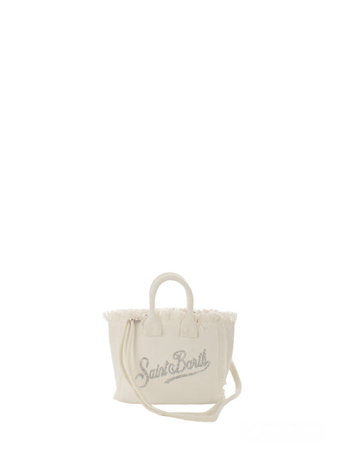 Mc2 Saint Barth Vanity Mini borsa in canvas da donna 01 strass bianco