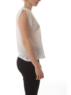 Iblues ASTRID top in lino da donna bianco