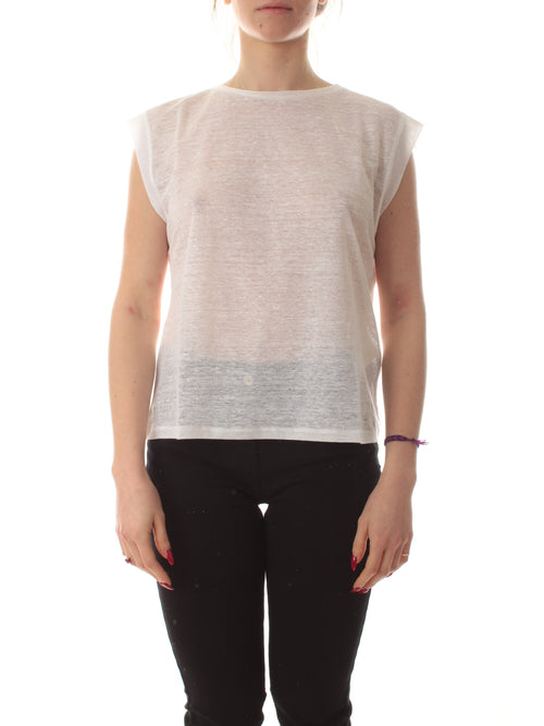 Iblues ASTRID top in lino da donna bianco