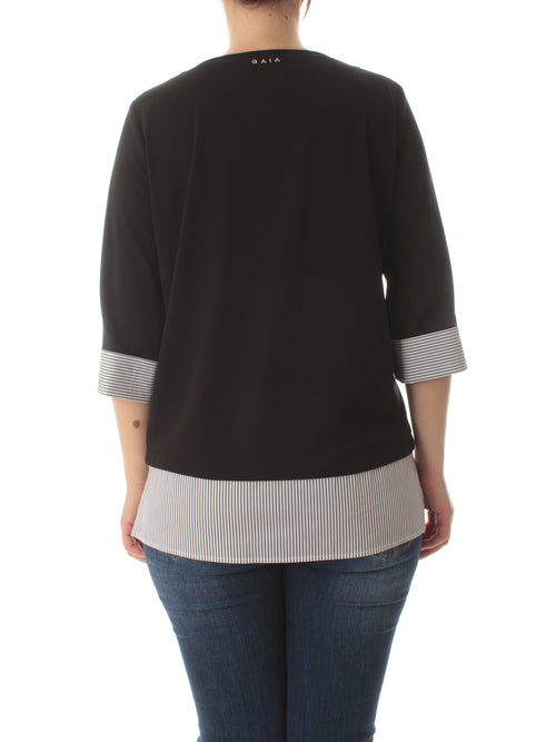 Gaia Life blusa con inserti a righe da donna nero