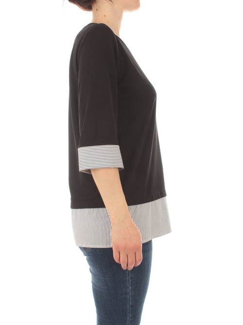 Gaia Life blusa con inserti a righe da donna nero