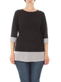 Gaia Life blusa con inserti a righe da donna nero