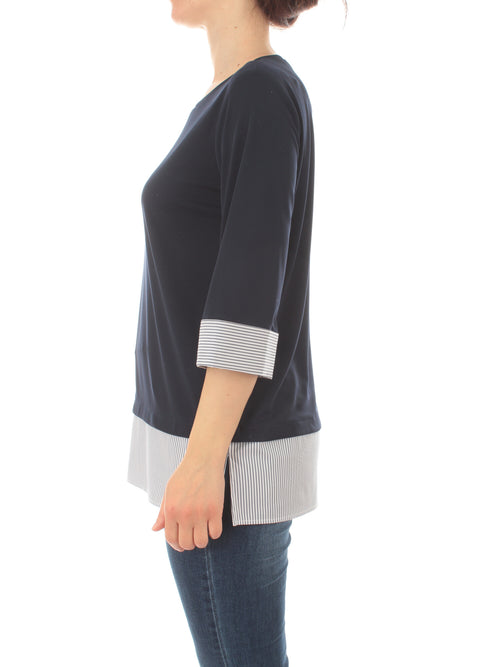 Gaia Life blusa con inserti a righe da donna blu