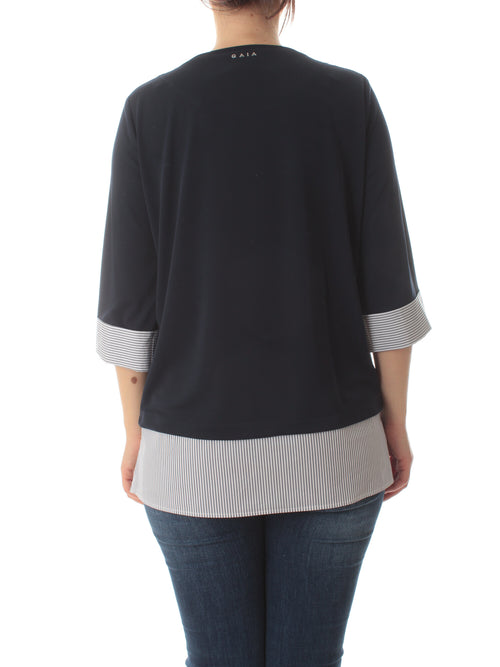 Gaia Life blusa con inserti a righe da donna blu