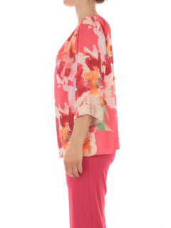 Gaia Life blusa in raso a fantasia da donna fuxia