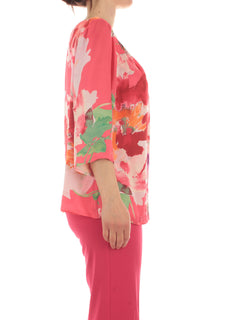 Gaia Life blusa in raso a fantasia da donna fuxia