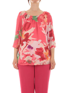 Gaia Life blusa in raso a fantasia da donna fuxia