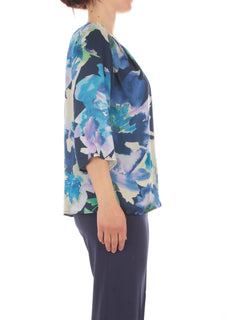 Gaia Life blusa in raso a fantasia da donna blu