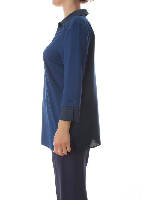 Gaia Life camicia bimateriale da donna blu copiativo