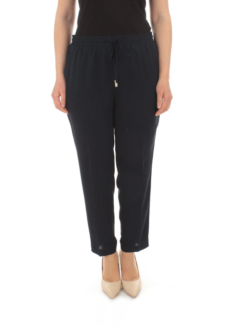 Gaia Life pantalone ampio in georgette leggera da donna blu navy