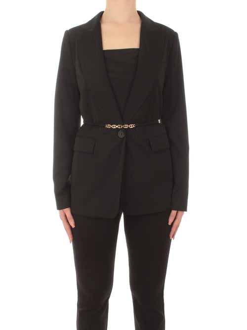 Twinset giacca blazer con cintura da donna nero