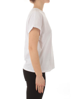 Twinset T-shirt con etichetta logo e ricamo da donna bianco ottico