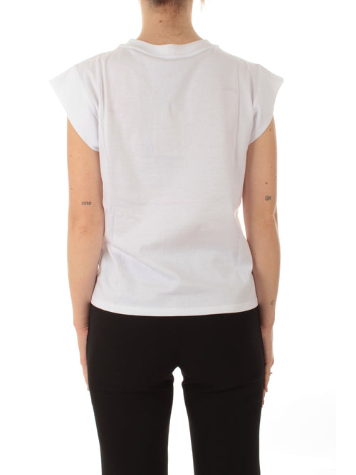 Twinset T-shirt con Oval T e maniche ad aletta da donna bianco/light lemon