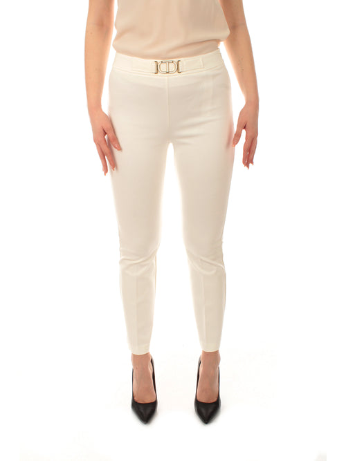 Twinset pantaloni flare con fibbia Oval T da donna neve
